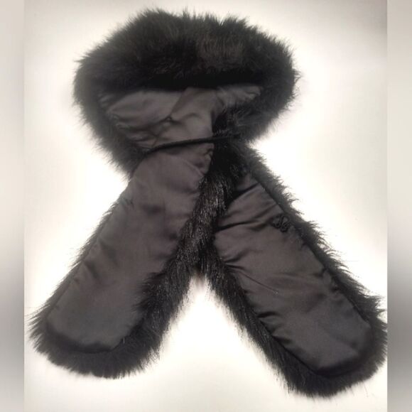 Faux Fur Mink  Long Winter Scarf with Satin Lining Vintage - Picture 2 of 16